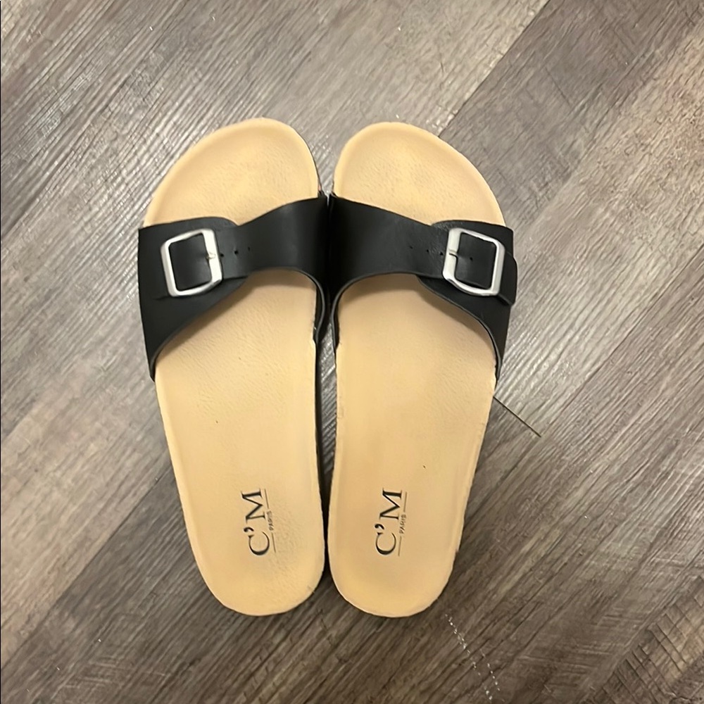 Black Slide Sandals for Women